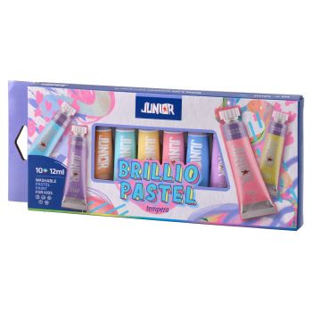 Темперна боя Junior Brillio pastel 10 цвята по 12мл - 8600828199850 - Онлайн книжарница Ciela | ciela.com