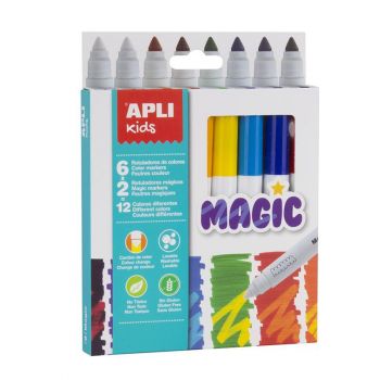 Магически флумастри 12 цвята, 8 броя - Apli Kids School - онлайн книжарница Сиела | Ciela.com 