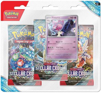 Pokemon TCG - Scarlet and Violet 7 Stellar Crown 3 Pack Blister - Tinkaton - 820650859076 - Онлайн книжарница Ciela | ciela.com